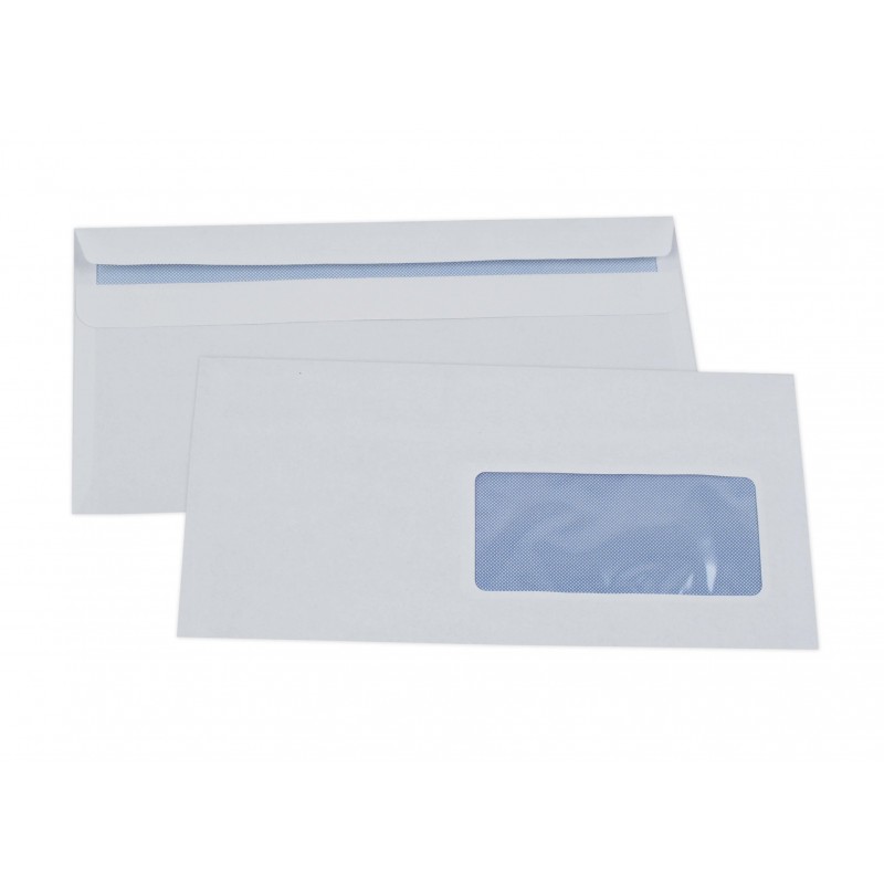 Enveloppe blanche RAJA Premium format DL 110 x 220 mm 90g avec fenêtre 35 x  100 mm- bande autoadhésive pas cher